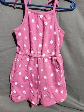 Cat & Jack Pink Floral Romper with Daisy Print